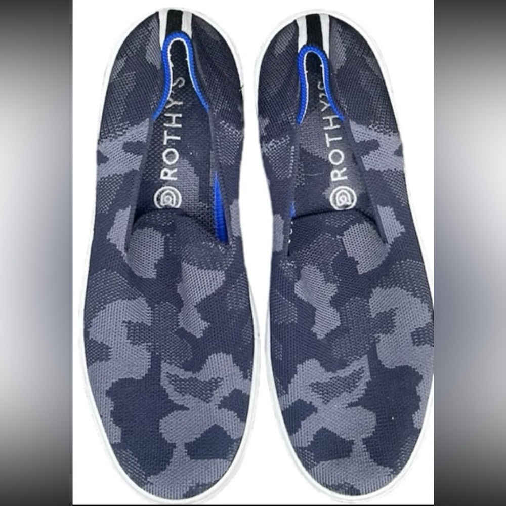 Rothy's Navy & Gray Camo Slip-On Sneakers